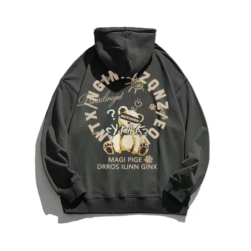 

Свитшот с капюшоном и принтом игрушечного медведя в стиле Харадзюку, уличная одежда, Повседневный пуловер в стиле хип-хоп, худи, 2023, Мужская ...