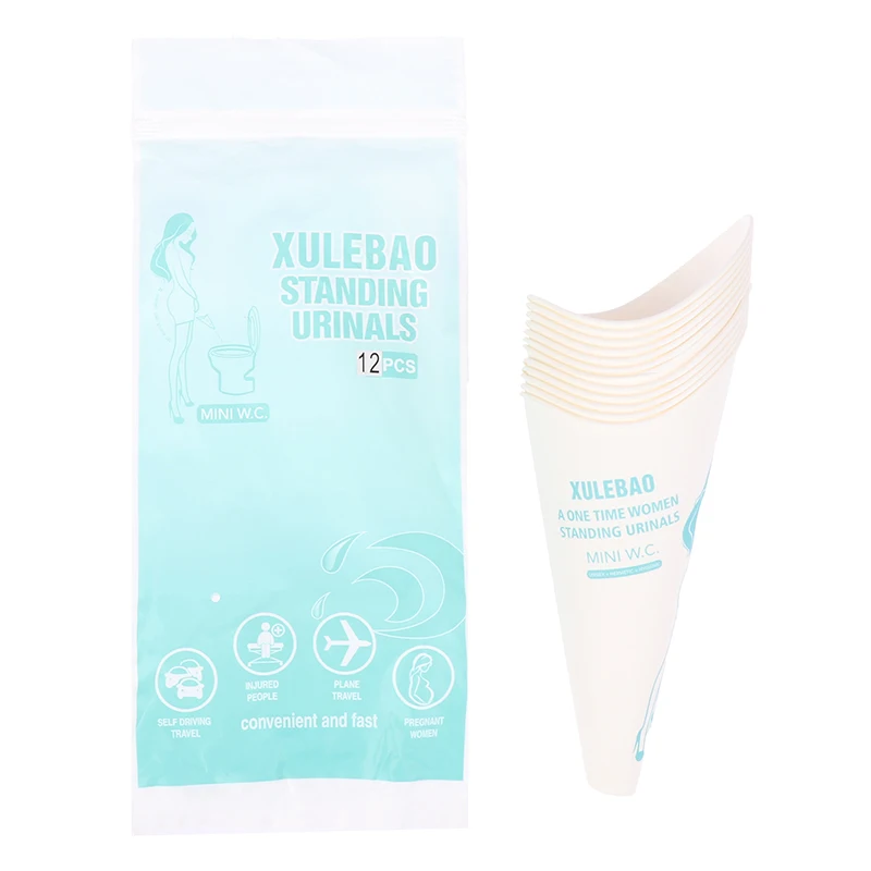 

12 шт. бумажный писсуар, туалет, женское устройство для мочеиспускания, писсуар, воронка, наружный стакан для мочи, водонепроницаемая бумажная стоячая мочевая воронка