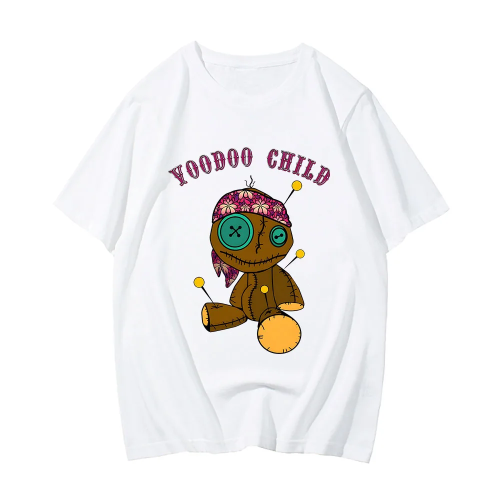 

Voodoo Child T-shirt 100% Cotton High-Quality Tees Harajuku Graphic Tops Personality Anime Summer Oversized Casual Cute Clothes