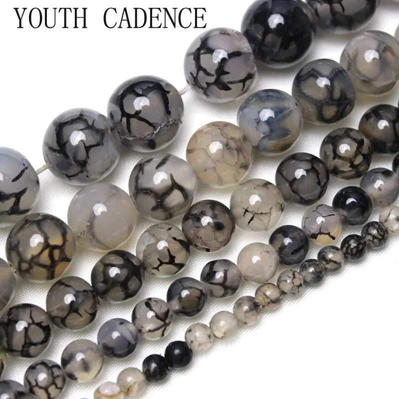 

Natural Stone Black Dragon Vein Agates Beads 4/6/8/10/12mm Loose Beads for Jewelry Making Accessories DIY Bracelet Necklace