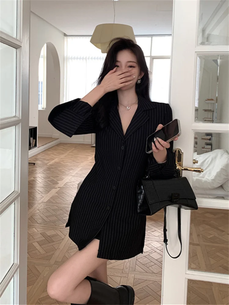 Женская Офисная рубашка в полоску с V-образным вырезом и длинным рукавом