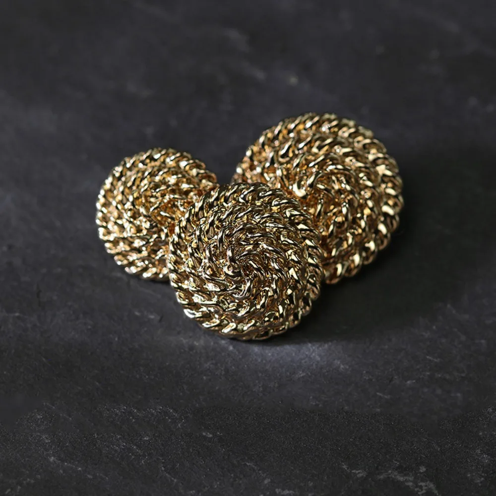 Винтажная металлическая пуговица со спиральной золотой цепочкой для рубашки и