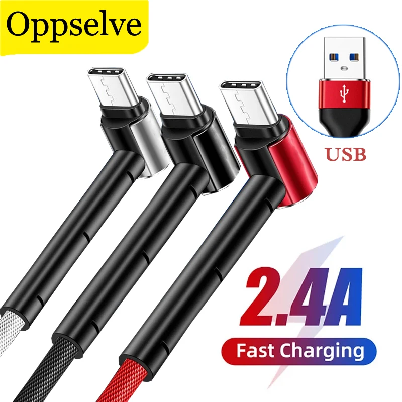 

2.4A 90 Degree Elbow Data Cable Micro USB Type C Fast Charging Cables With Holder For Samsung Huawei Xiaomi 12 Gaming USB C Cord