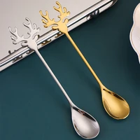 stainless steel spoon household creative coffee spoon afternoon tea cute delicate dessert spoon elk spoon cutlery set cutlery