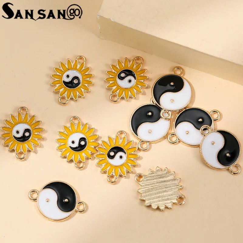 

10 шт./лот смешанный цветок Taji Yin Yang Сплетница Подвеска DIY ожерелье браслет для изготовления ювелирных изделий Аксессуары