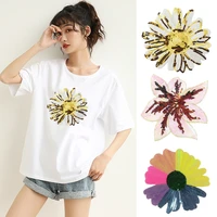 large sequins sunflower patches for clothing sew on iron on embroidery patch t shirt clothes repair sewing decoration appliques
