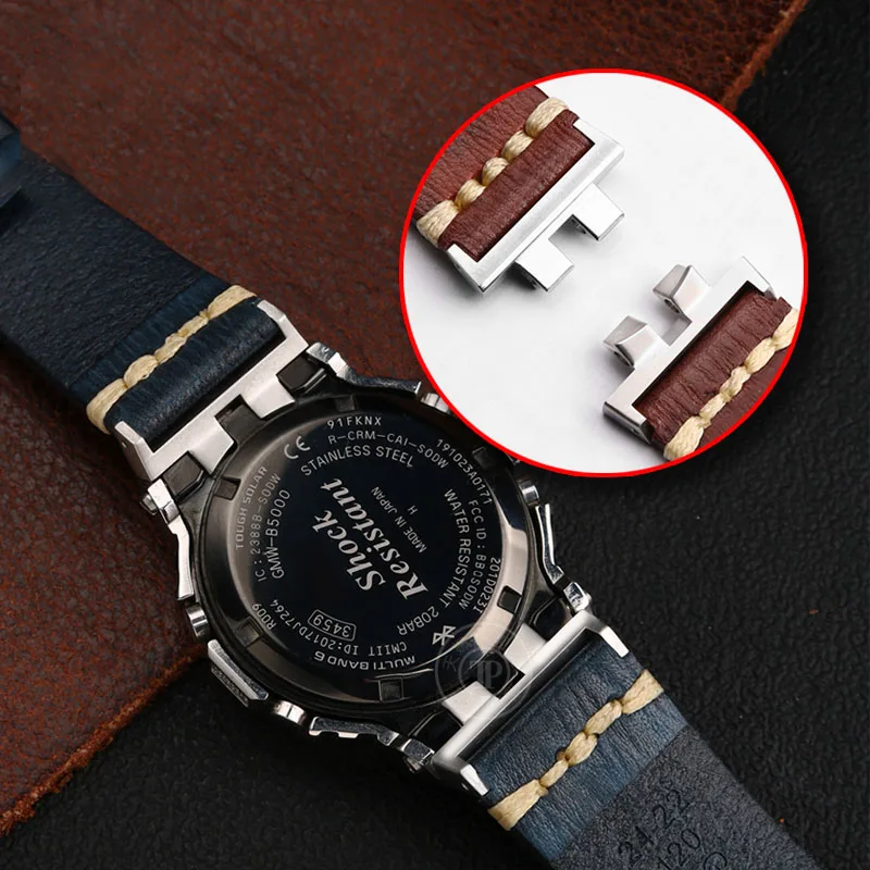 Ремешок кожаный в стиле ретро для casio g-shock черный сменный Браслет из воловьей кожи