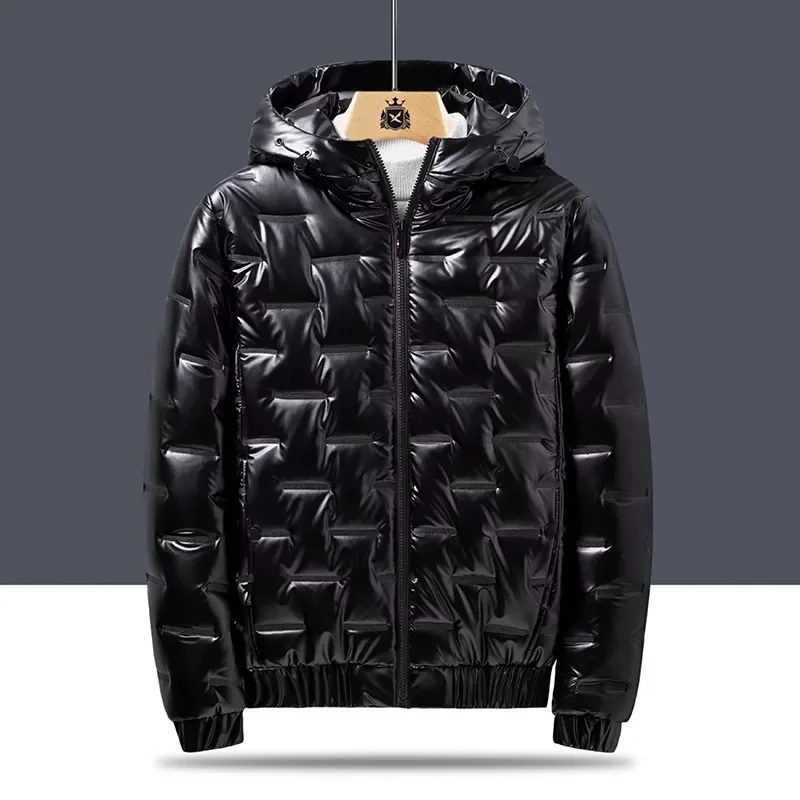 2022New Down Jackets Men Thickened Warm Bubble Padded Bright Parka Mens Hooded Overcoat Windbreaker Snow Coats Jaqueta Masculina