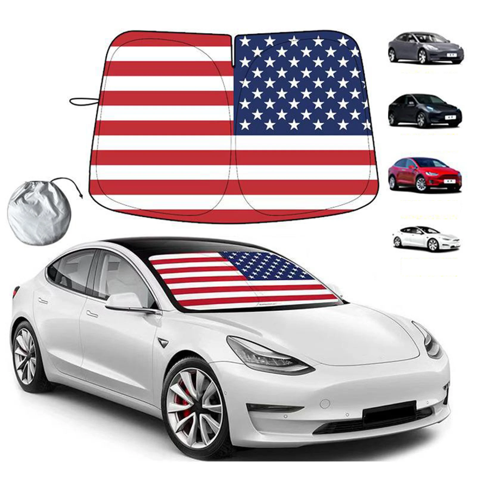 

Телескопический автомобильный Зонт Tesla Model 3 Y X S с американским флагом