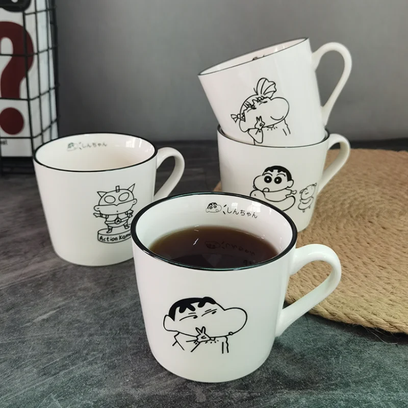 350ML Cartoon Crayon Shinchan Mug Simple Home Office Handle Cup Anime Shin-chan Shiro Nene Comics Ceramic Milk Coffee Cup Gifts