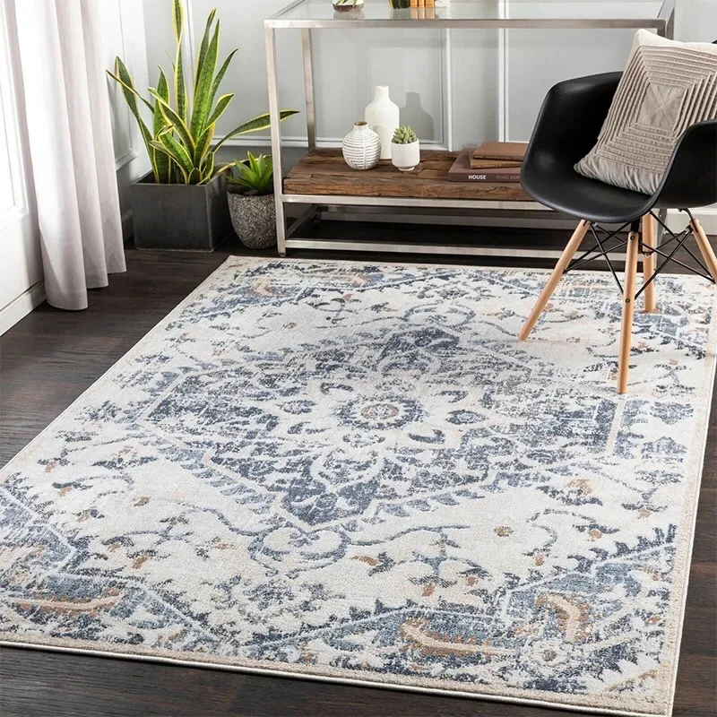 

European Retro Style Carpet Foldable and Washable Imitation Cashmere Mat Bedroom Bedside Living Room Rug Home Decor Thickening