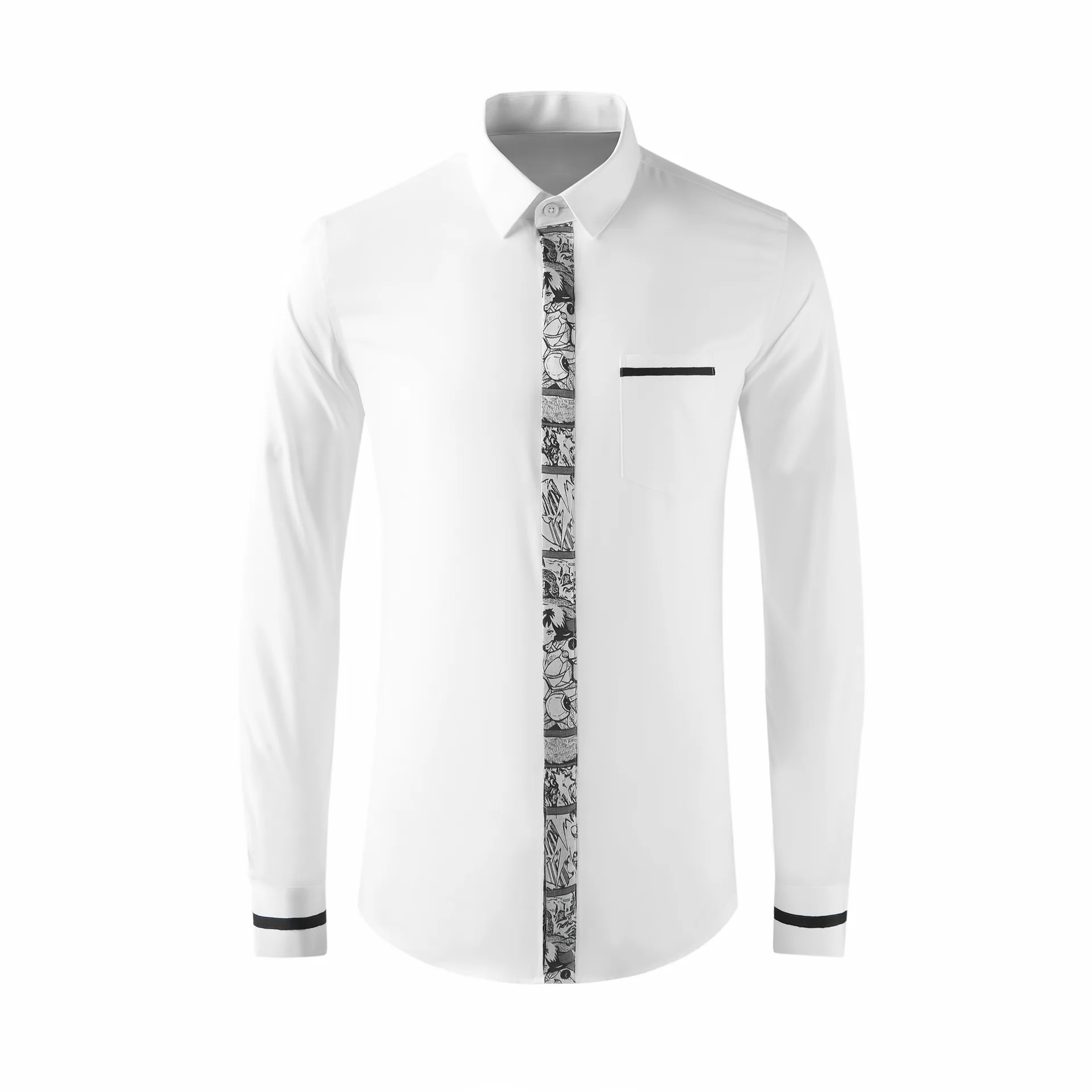 

Рубашка мужская классическая с длинным рукавом, шикарная Повседневная Формальная блуза с принтом, с внутренней контрастной вставкой, Ювелирное Украшение