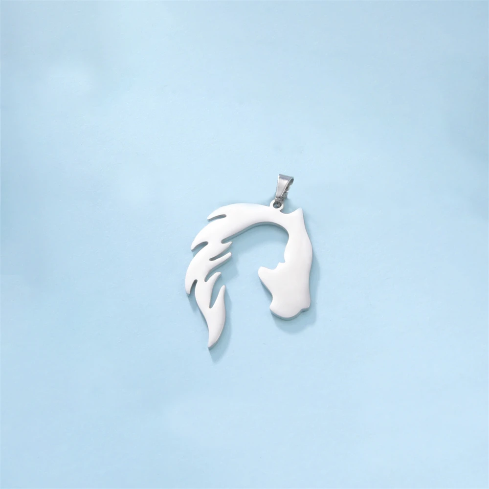 5pcs/Lot Horse Head Silhouette Girl Pendants Diy Handmade Necklace Accessories Stainless Steel Charms For Jewelry Making Gifts