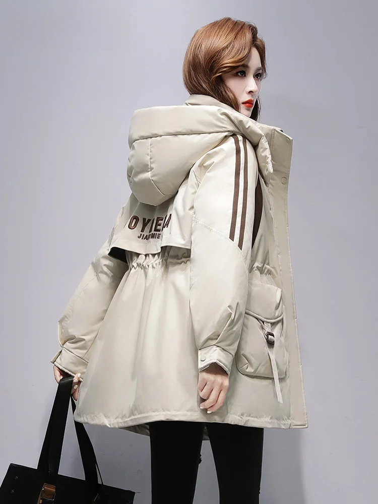 Duck Genuine Goods Down jacket Women Mid-Length 2024 Winter New Hood Outdoor Cold-Proof Warm Women's Outerwear Fashion