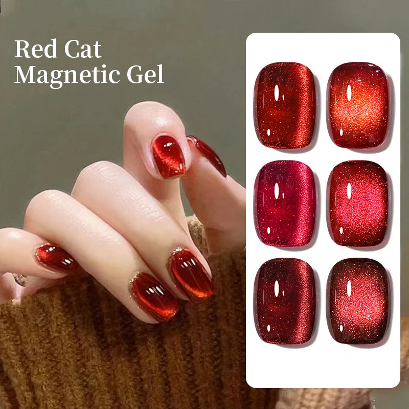 UR SUGAR 15ml Autumn Winter Red Cat Magnetic Gel Nail Polish White Dopamine Sparkling Glitter Soak Off UV LED for Manicure