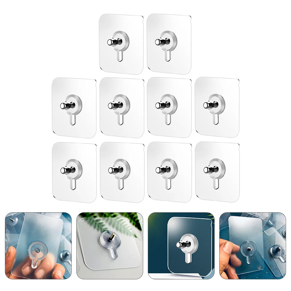 

Hooks Wall Hook Adhesive Screw Hangingnail Nails Sticker Free Seamlesshanger Self Sticky Hangers Kitchen Trace Transparent Heavy