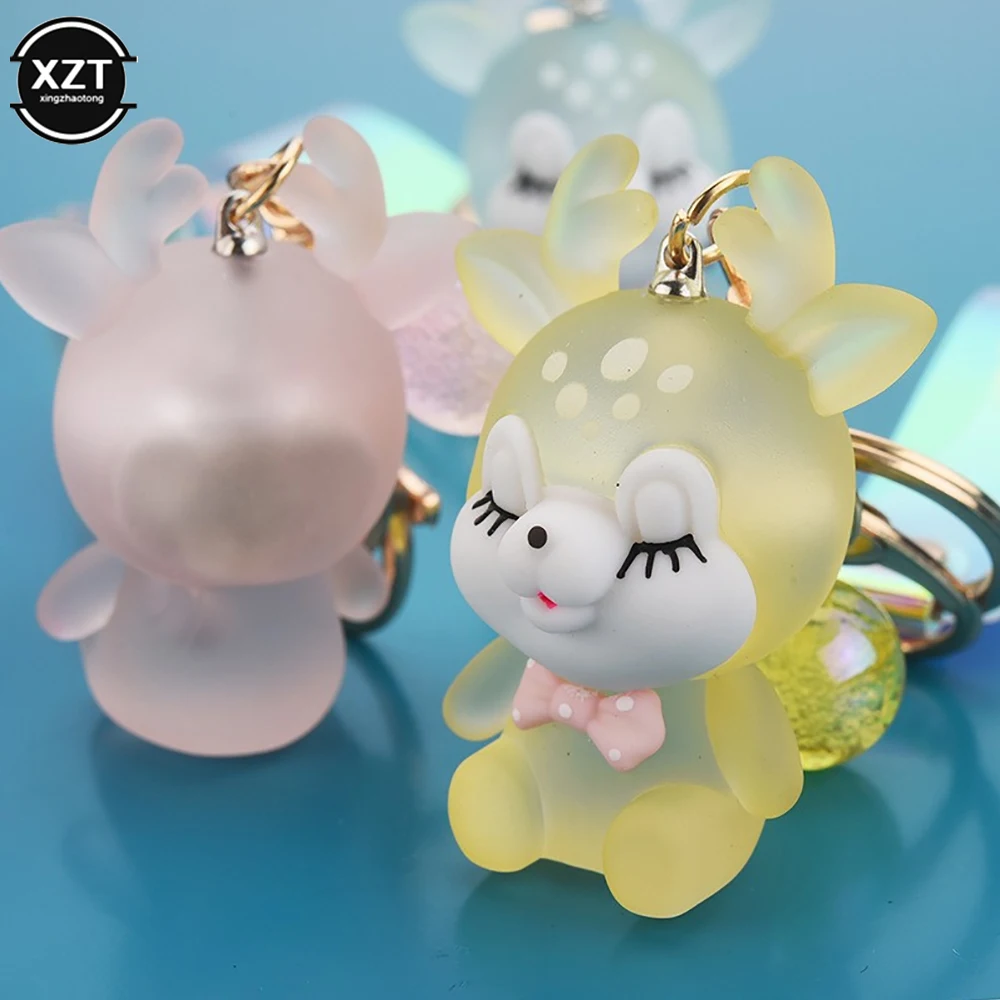 

Creative Cute Sika Deer Flashlight Keychain Women Animal Elk Key Chain Lanyard Led Car Key Ring Holder Bag Charms Pendant Gift