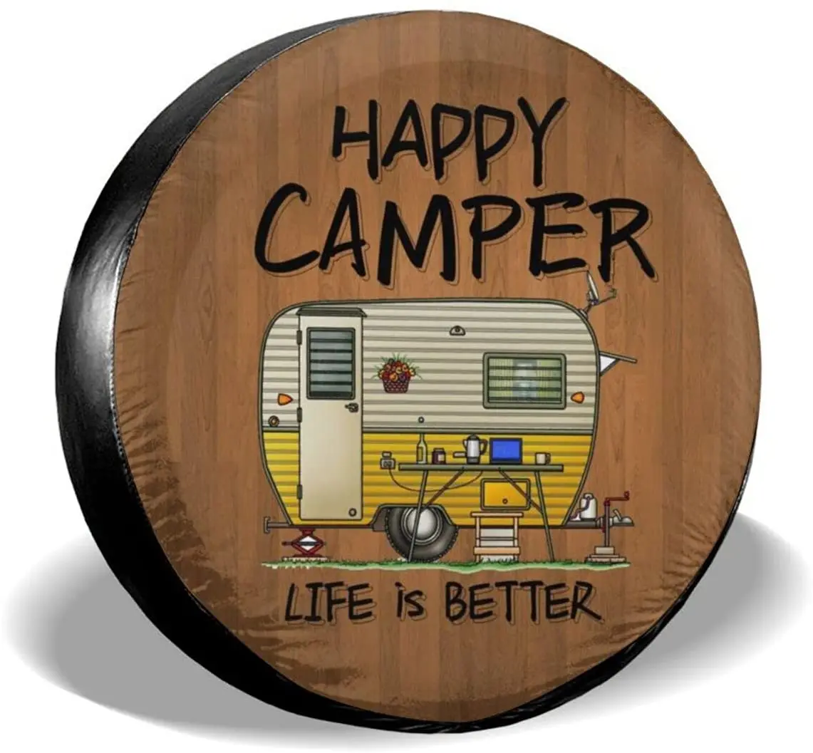 

Чехол для запасных шин Happy RV, водонепроницаемый пыленепроницаемый универсальный чехол для запасных колес, подходит для прицепа, RV, внедорож...