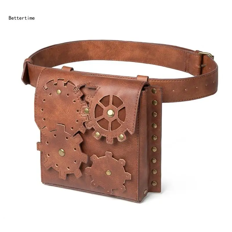 

B36D Gothic Waist Bag Fanny Pack Leathers Steampunk Shoulder Bag Leg Bag for Women