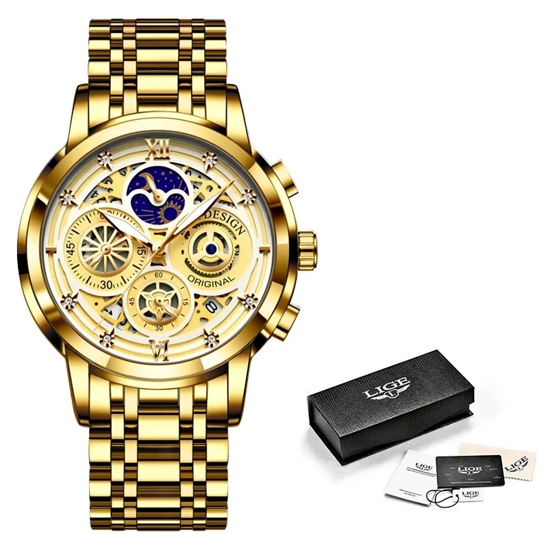 

LIGE/LIGE Casual Fashion Men's Quartz Watch Waterproof Watch Multi-function Watch