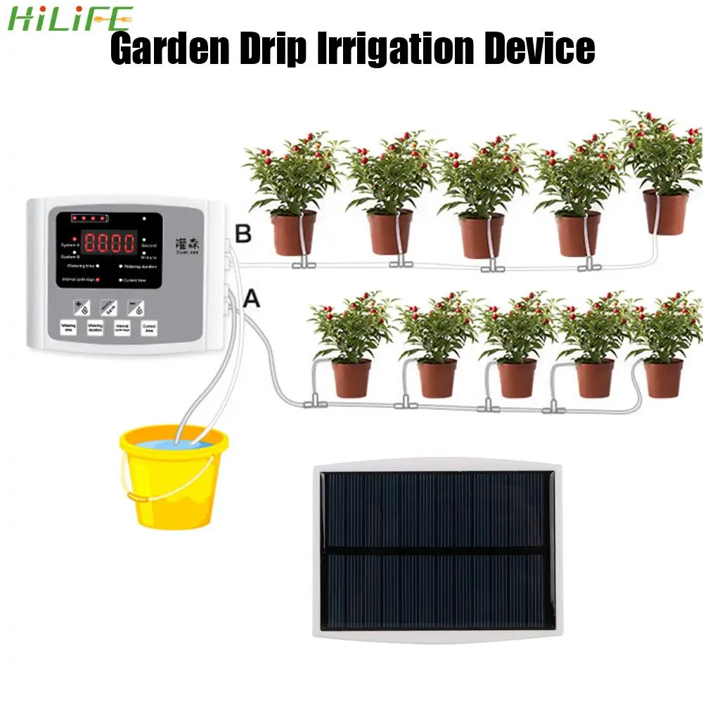 Garden Drip Irrigation Device Timer System Controller Intelligent Automatic Watering Device for Plants Double Pump Solar