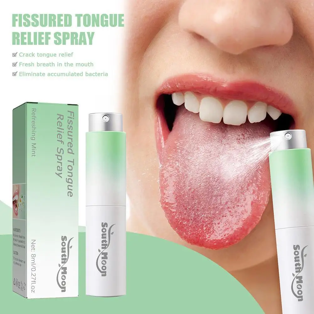 

8ml Fissured Tongue Relief Spray Breath Freshener Spray Health Flavor Oral Natural Health Care Essence Mint Regulates Mouth G1I9