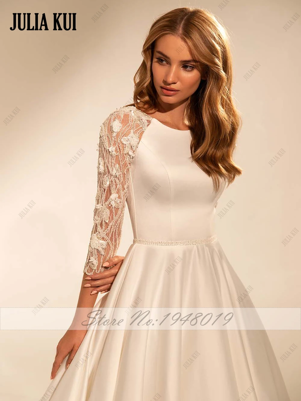 Julia Kui простое атласное свадебное платье трапециевидной формы на заказ