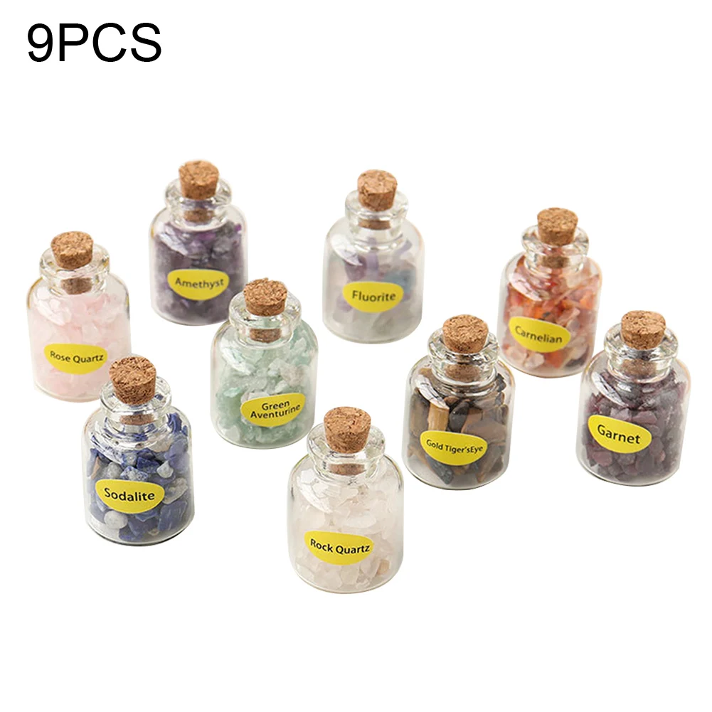 

9pcs Jewelry Making Natural Healing Stone Witchcraft Gemstone Bottle Set Home Decor Mini Meditation Gift DIY Ornament Wishing