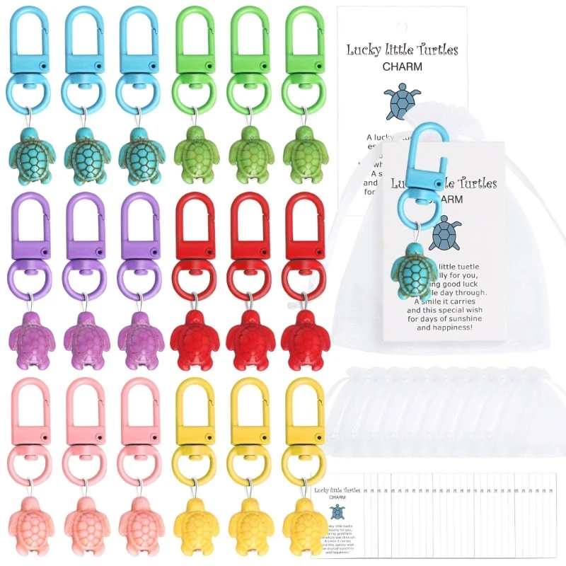 Коллекция разноцветных брелоков с черепахами из 24 штук для наград и жетонов