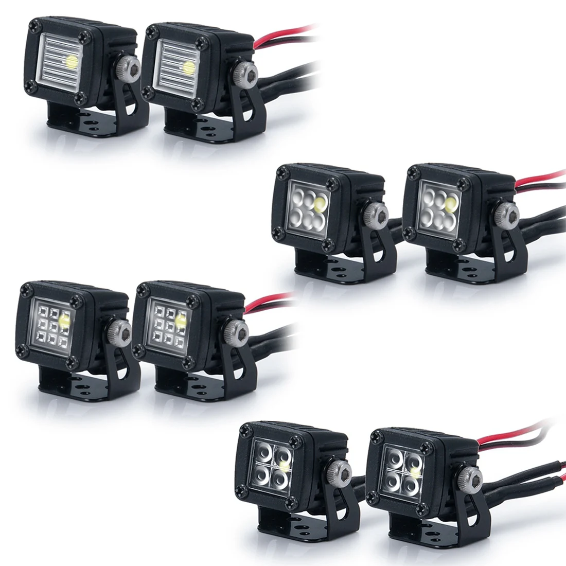 

Modified Headlights Spotlights Car Top Lights Bumper Lights for AXIAL SCX10 JEEP TRAXXAS TRX4 TRX6 1/10 RC Crawler Car,A