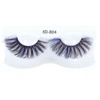 25mm fried false eyelashes fluffy exaggerated color imitation mink eyelash powder purple white false eyelashes pair wholesale