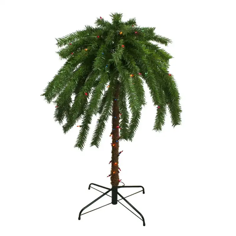

4` Pre-Lit Artificial Tropical Outdoor Patio Palm Tree - Multi-Color Lights