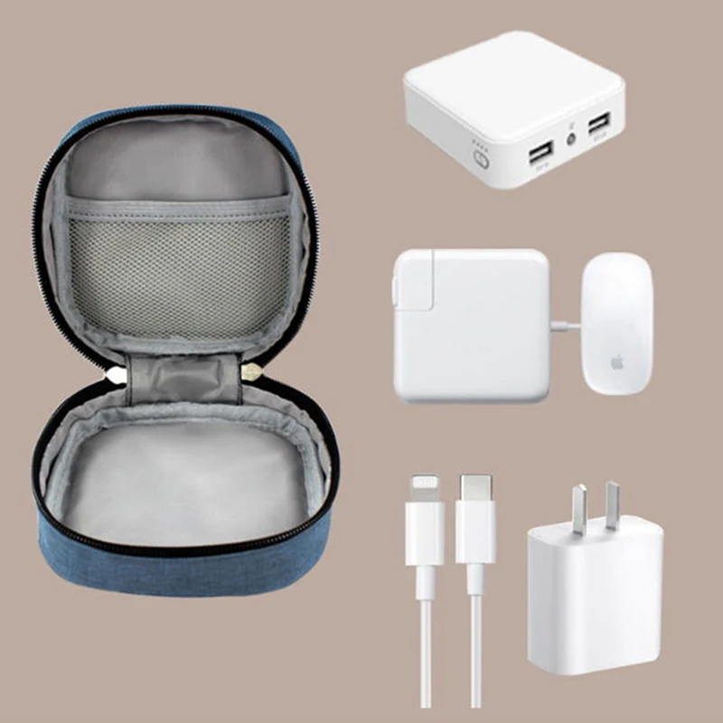 

Mini Square Digital Storage Bag Adapter Power Data Cable Headphone Mouse Portable Waterproof Organizer Case Home Travel Pouch
