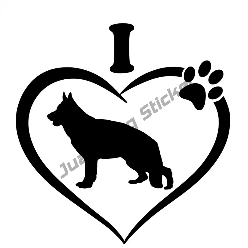 

Cute I Love My German Shepherd Funny Car Sticker and Decals Bumper Truck Yacht Speedboat Cover Scratches Decoration KK15x15cm