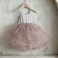 toddler girl sweet solid ball gown mesh dress kid fashion sling cotton dresses baby girl summer princess birthday dresses
