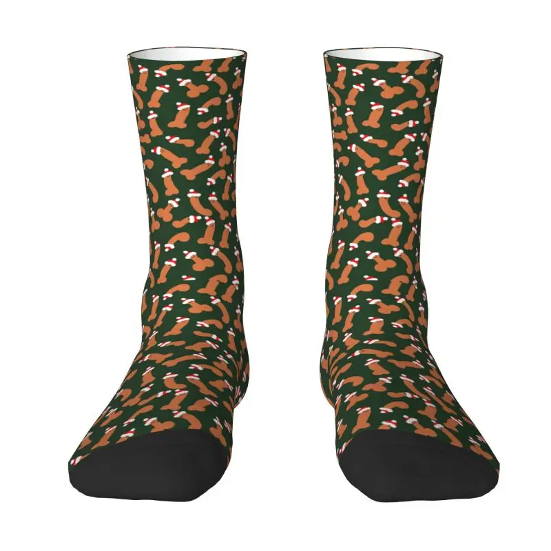 

Novelty Men's Funny Christmas Penises Pattern Dress Socks Unisex Warm Breathbale 3D Printing Crew Socks