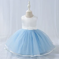 childrens new girls fashion dress skirt bow mesh tutu skirt sleeveless color matching childrens catwalk dress