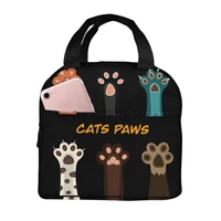 cute cat paw cartoon cooler lunch box portable insulated lunch bag thermal food picnic lunch bags
