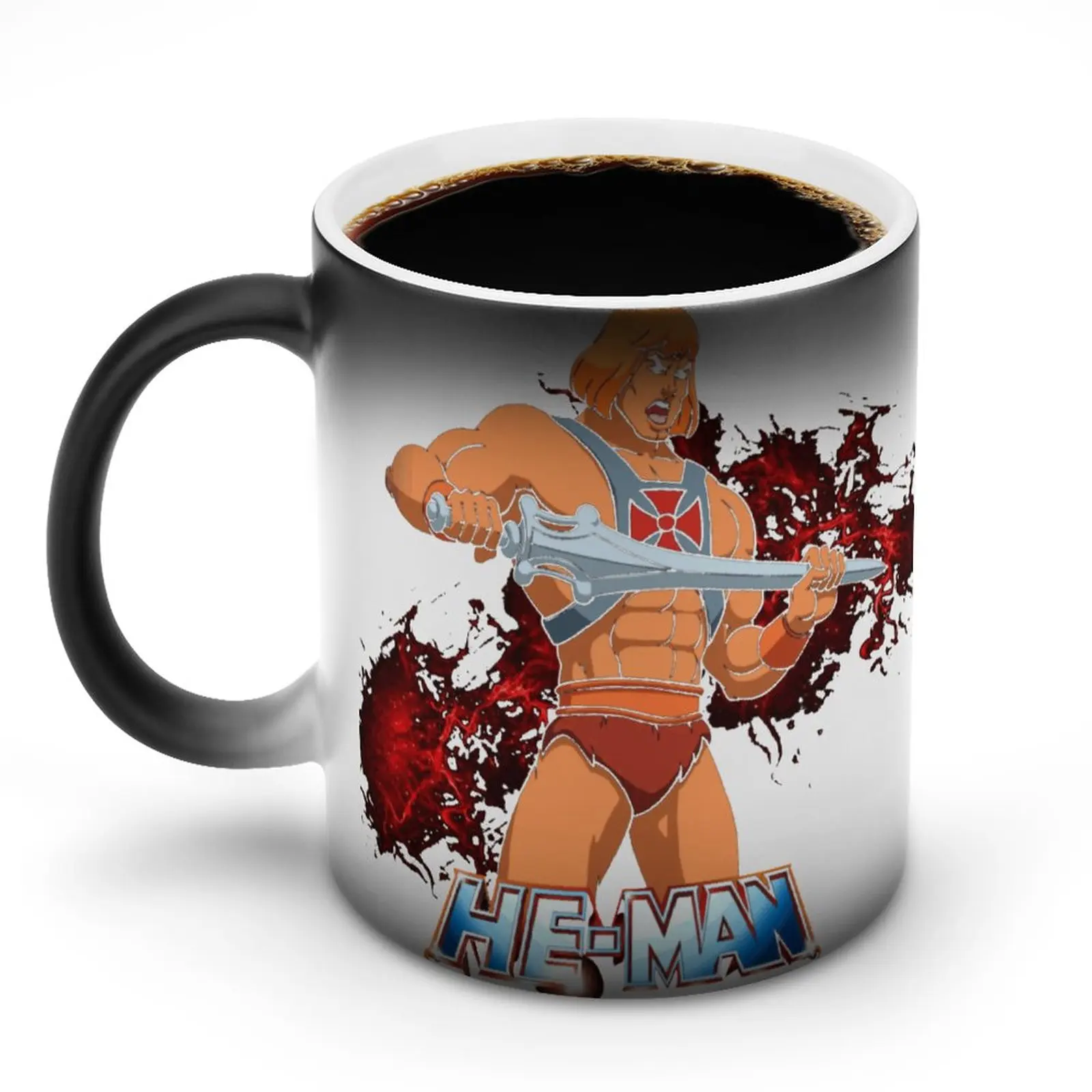 

Кружка He Man Masters of The Universe, кружка с персонажами аниме, керамическая кружка, которая меняет цвет, оптовая продажа, винтажные чашки
