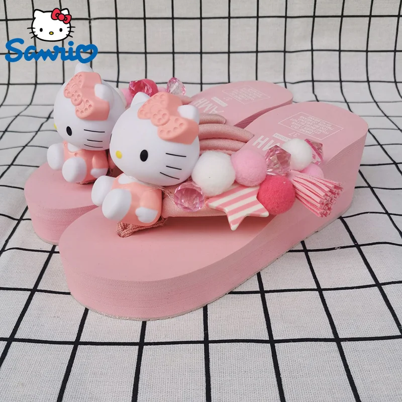 

Женские шлепанцы с бисером, летние пляжные тапочки на танкетке с толстой подошвой