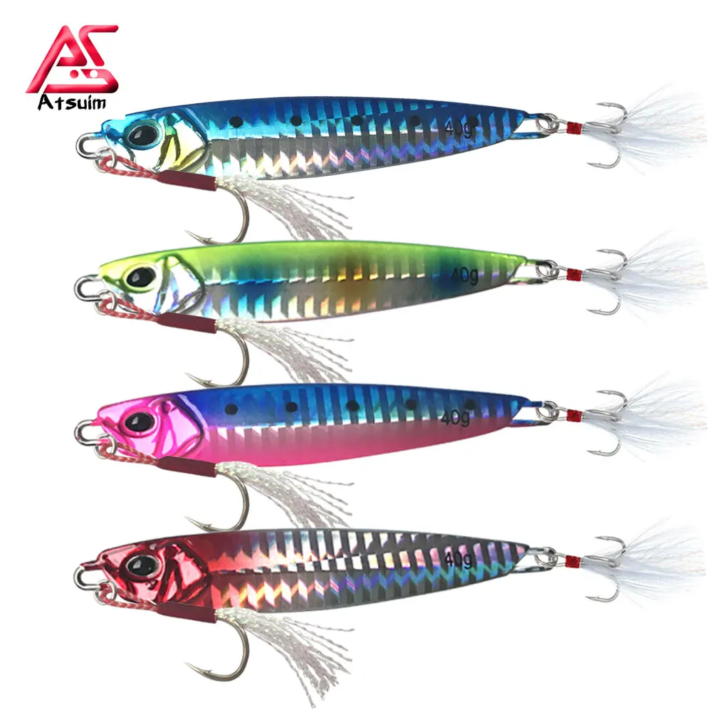 

AS Spoon Shore Cast Jigs Slow Pesca 30g35g50g80g With Glow Hooks Artificial Bait Leurre Fishing Sea Bass Metal Lure Angler