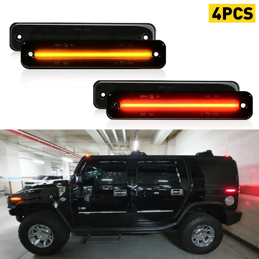 

4 шт. для Hummer H2 2003 2004 2005 2006 2007 2008 2009, переднее заднее крыло, лампы головного света, красно-желтые автомобильные аксессуары