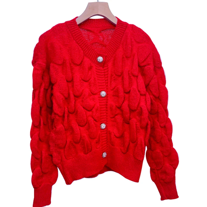 

The New Fashionable Beautiful Feeling Soft And Fresh Waxy Autumn Winter New Style Small Fragrance Elegant Age-Reducing Red Knitt