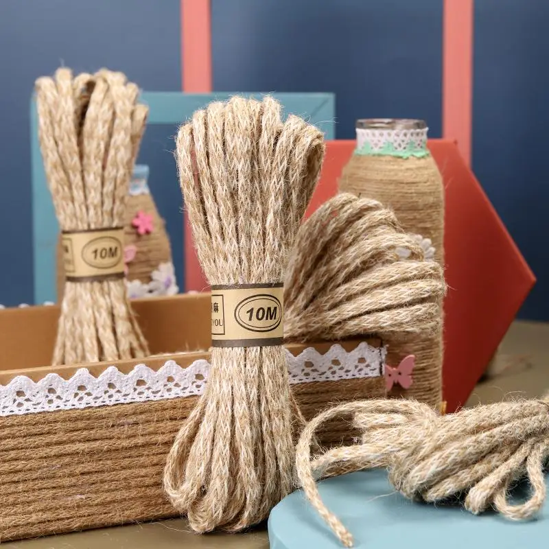 

10M Natural Vintage Jute Ribbon Burlap Hemp Gift Bow Crafts DIY Jute Rope Cord Party Wedding Christmas Decoration Home Supplies