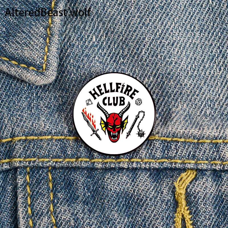 

Hellfire club Eddie Munson Printed pin vintage Brooches Shirt Lapel tote Bag backpacks Badge gift brooches pins for women