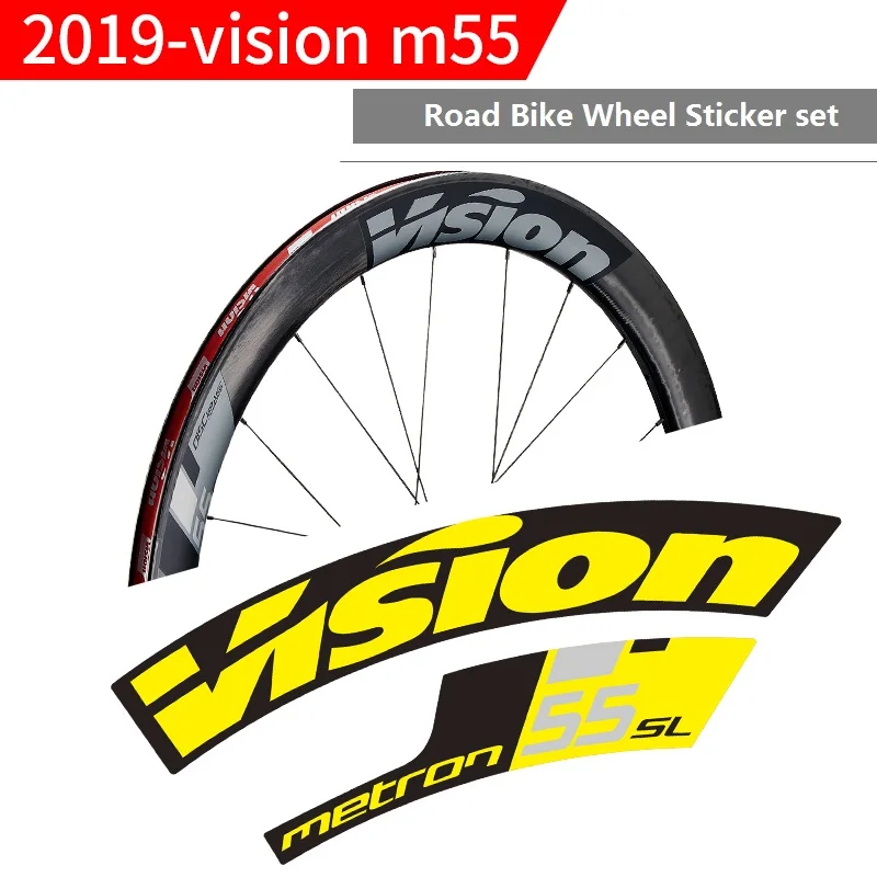 Juego de pegatinas para rueda de freno de disco, calcomanías para bicicleta de carretera, carreras de ciclismo, 2019 Vision Metron M55 55 C