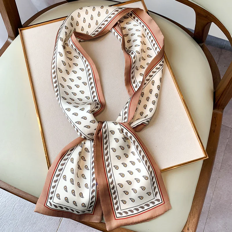 Шелковые искусственные женские шарфы для женщин роскошная повязка на голову 2022