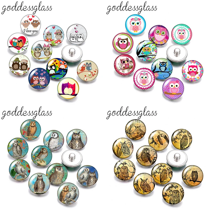 

Love Animals Owl Birds symbol of wisdom 10pcs mix Round photo 12mm/18mm snap buttons for 12mm/18mm snap jewelry DIY findings