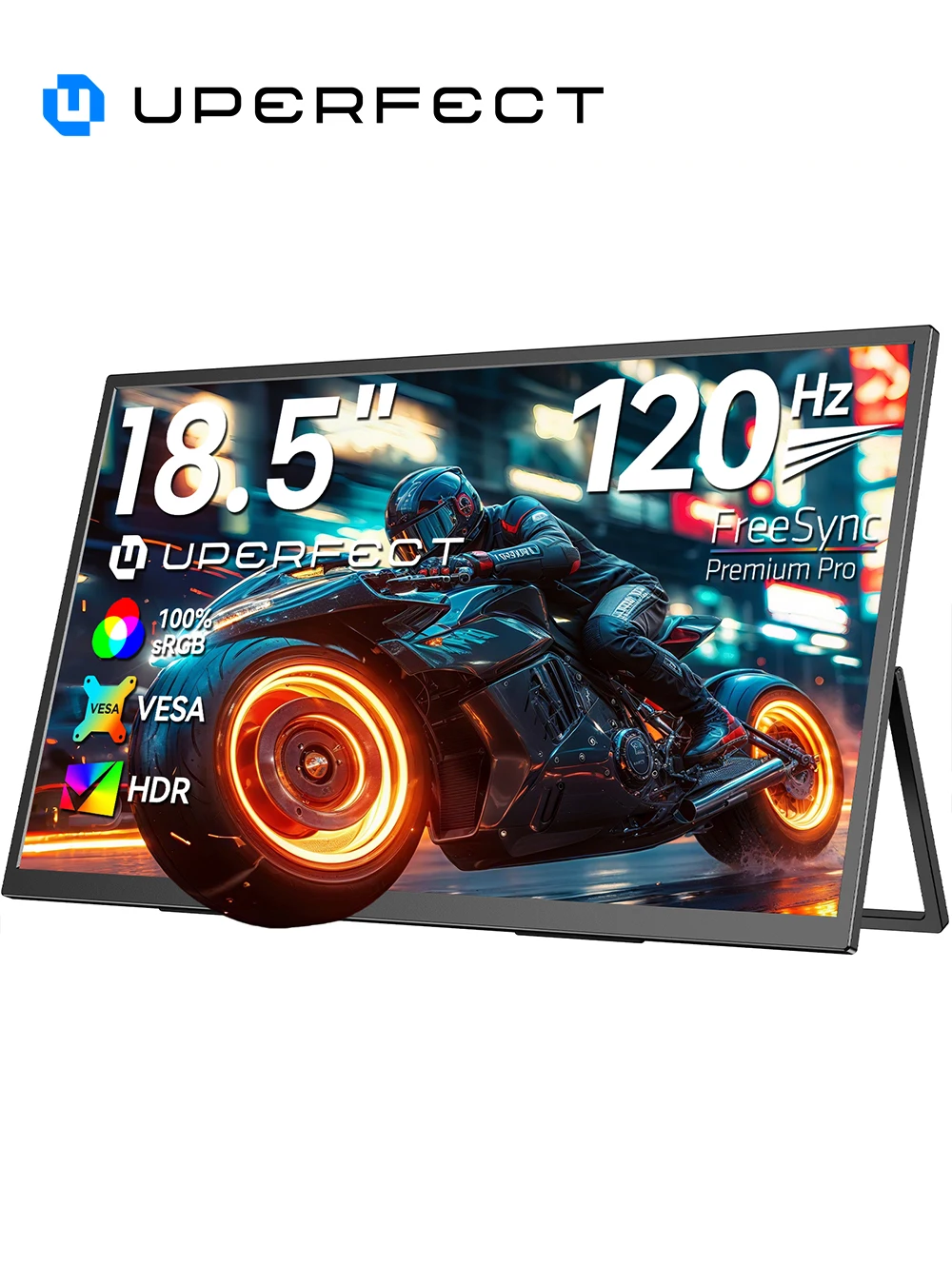 Фото Идеальный портативный монитор UPERFECT 18,5 дюймов, 120 Гц, 100% sRGB, 1080p, FreeSync, IPS-динамики, USB-C, Mini HDMI, игровой дисплей для телефонов, PS5, Xbox, Switch и ПК. №1