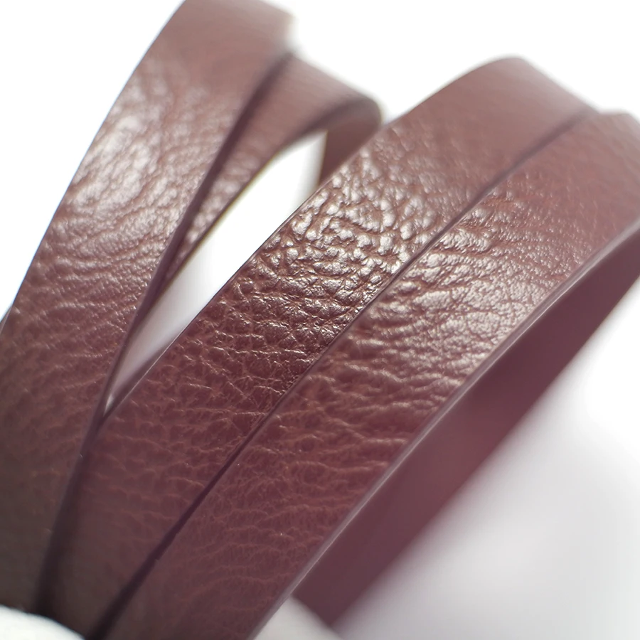 

1.15m Brown Soft Leather Cord,Litchi Texture 10x2mm Leather Strips,Leather Belt Bag Handle,Waist Chain Key Chain Bracelet Making